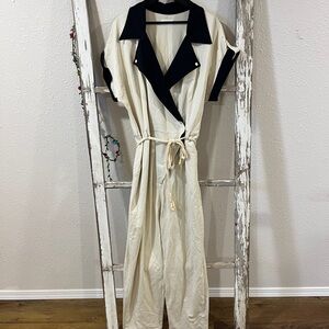 Elegant Cream and Black Jumpsuit